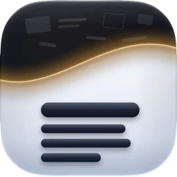 Strippd app icon: a dark cluttered layer being stripped off a clean page with a glowing amber edge
